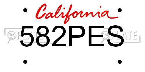 582PES California License Plate