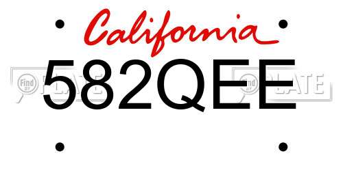582QEE California License Plate