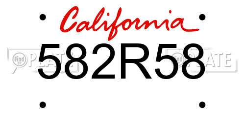 582R58 California License Plate