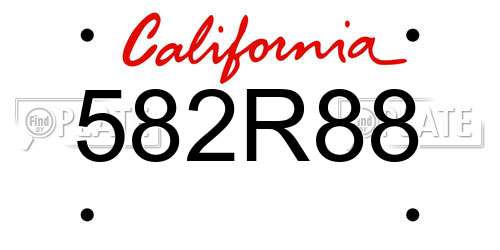 582R88 California License Plate