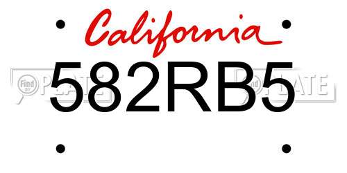 582RB5 California License Plate