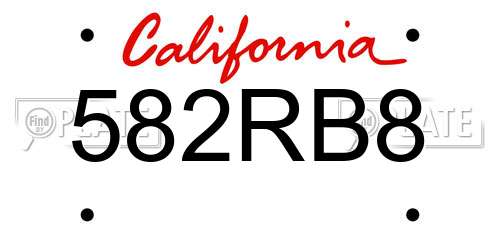 582RB8 California License Plate