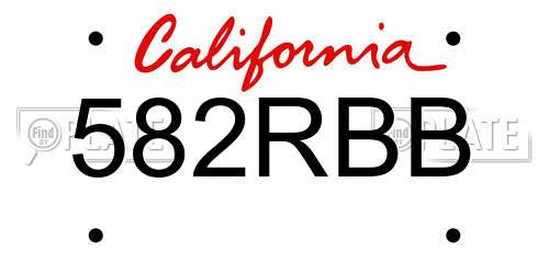 582RBB California License Plate