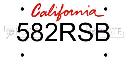 582RSB California License Plate
