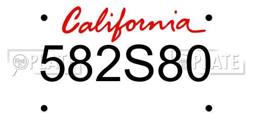 582S80 California License Plate
