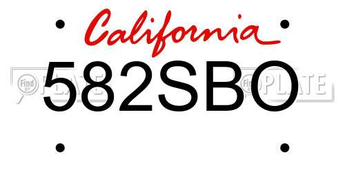 582SBO California License Plate
