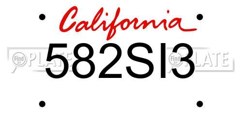 582SI3 California License Plate