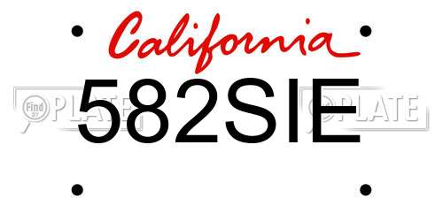 582SIE California License Plate