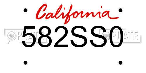 582SS0 California License Plate