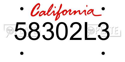 58302L3 California License Plate