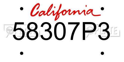 58307P3 California License Plate