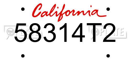 58314T2 California License Plate