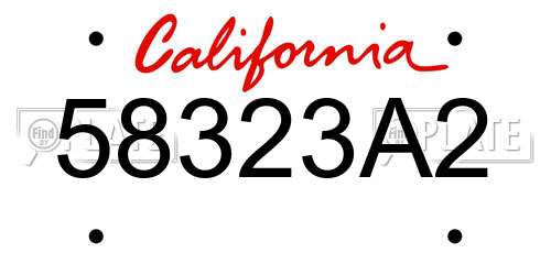 58323A2 California License Plate