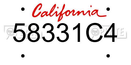 58331C4 California License Plate