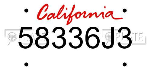 58336J3 California License Plate