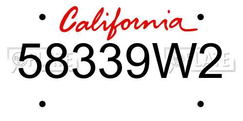 58339W2 California License Plate