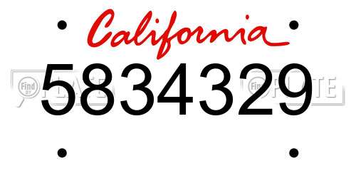 5834329 California License Plate