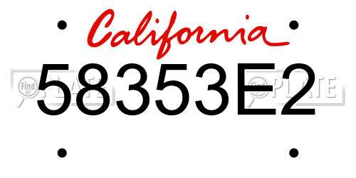 58353E2 California License Plate