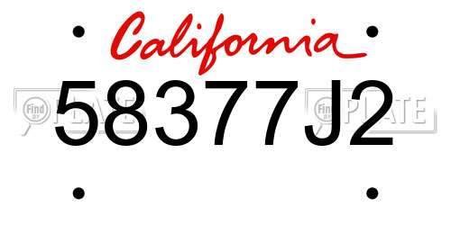 58377J2 California License Plate