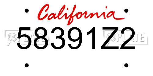 58391Z2 California License Plate