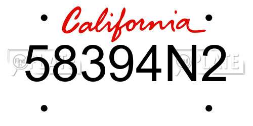 58394N2 California License Plate