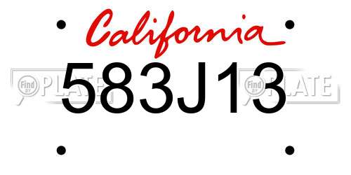 583J13 California License Plate