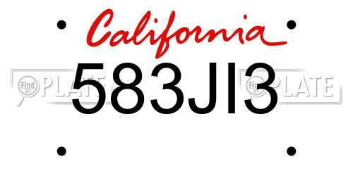 583JI3 California License Plate