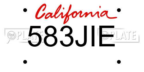 583JIE California License Plate