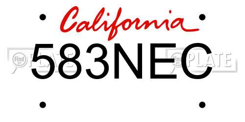 583NEC California License Plate