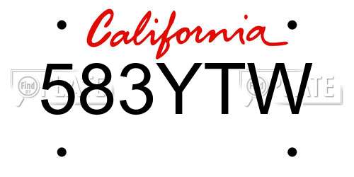 583YTW California License Plate