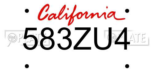 583ZU4 California License Plate