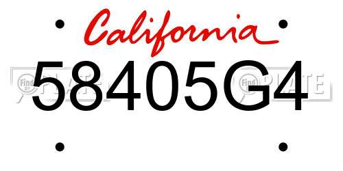 58405G4 California License Plate