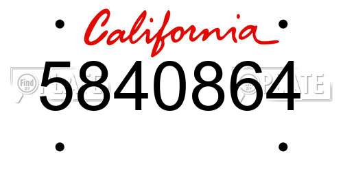 5840864 California License Plate