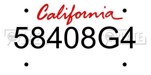 58408G4 California License Plate