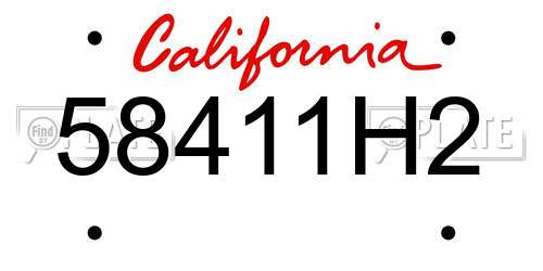 58411H2 California License Plate