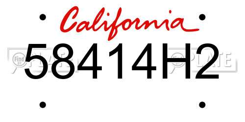 58414H2 California License Plate