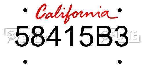 58415B3 California License Plate