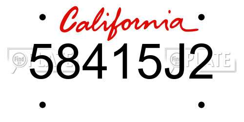 58415J2 California License Plate