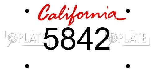 5842 California License Plate