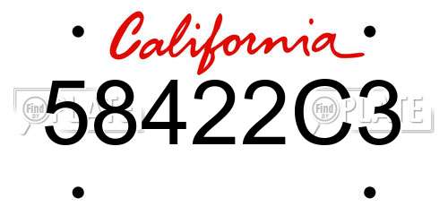 58422C3 California License Plate