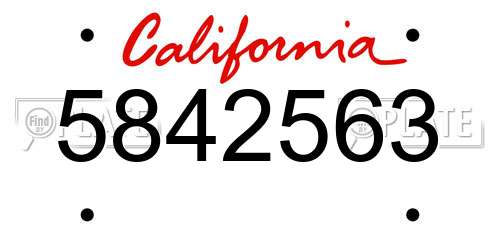 5842563 California License Plate