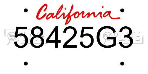 58425G3 California License Plate