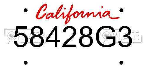 58428G3 California License Plate