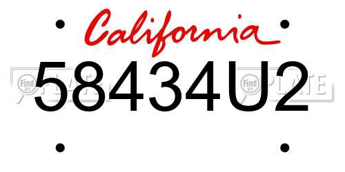 58434U2 California License Plate