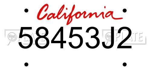 58453J2 California License Plate