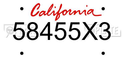 58455X3 California License Plate