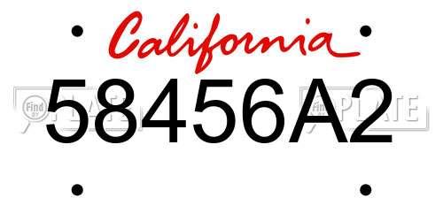 58456A2 California License Plate