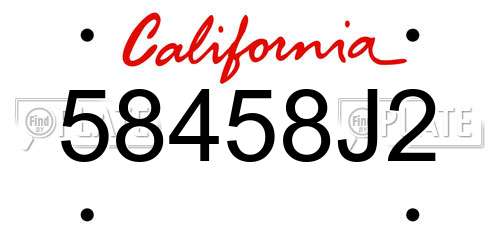 58458J2 California License Plate