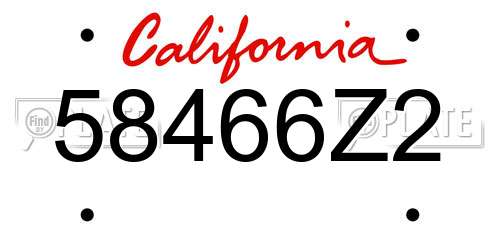 58466Z2 California License Plate