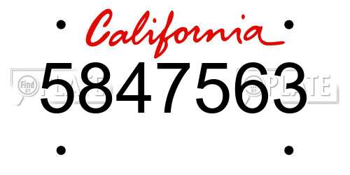 5847563 California License Plate